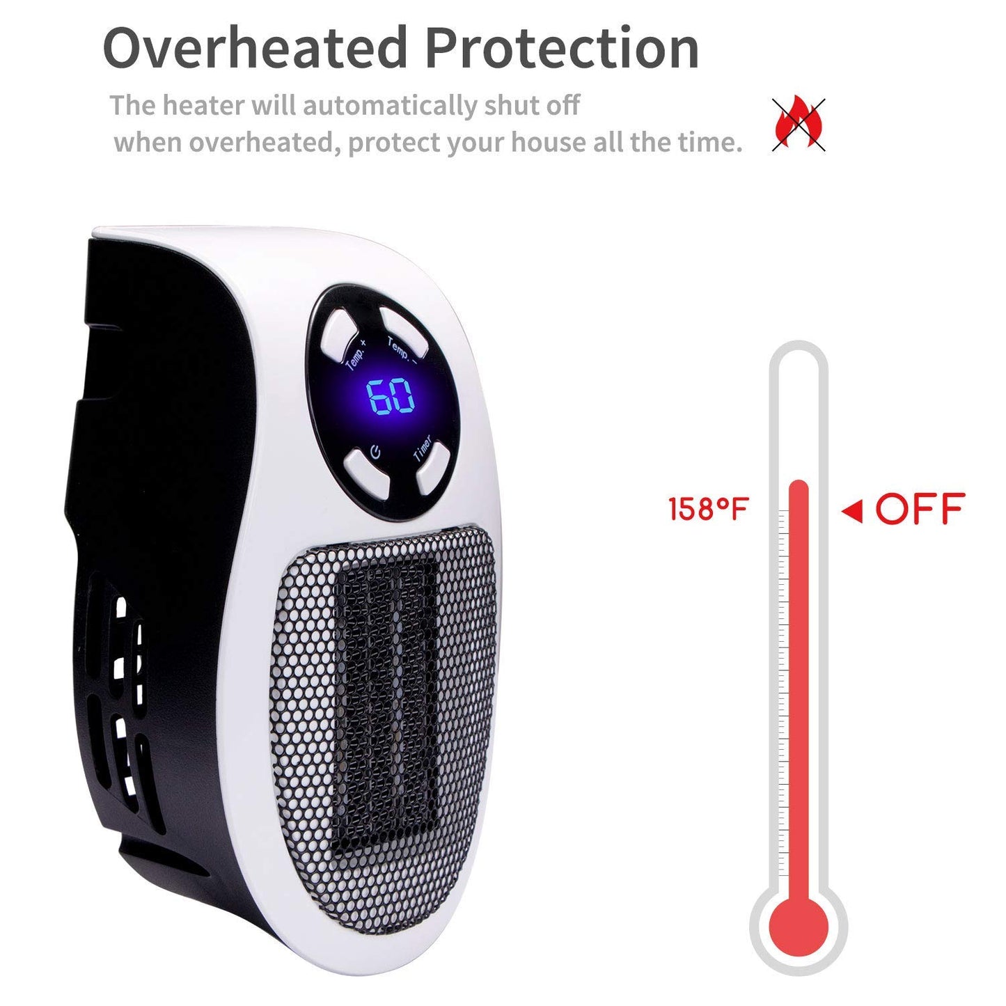 Wall Space Heater 450W Remote Portable Electric Heate