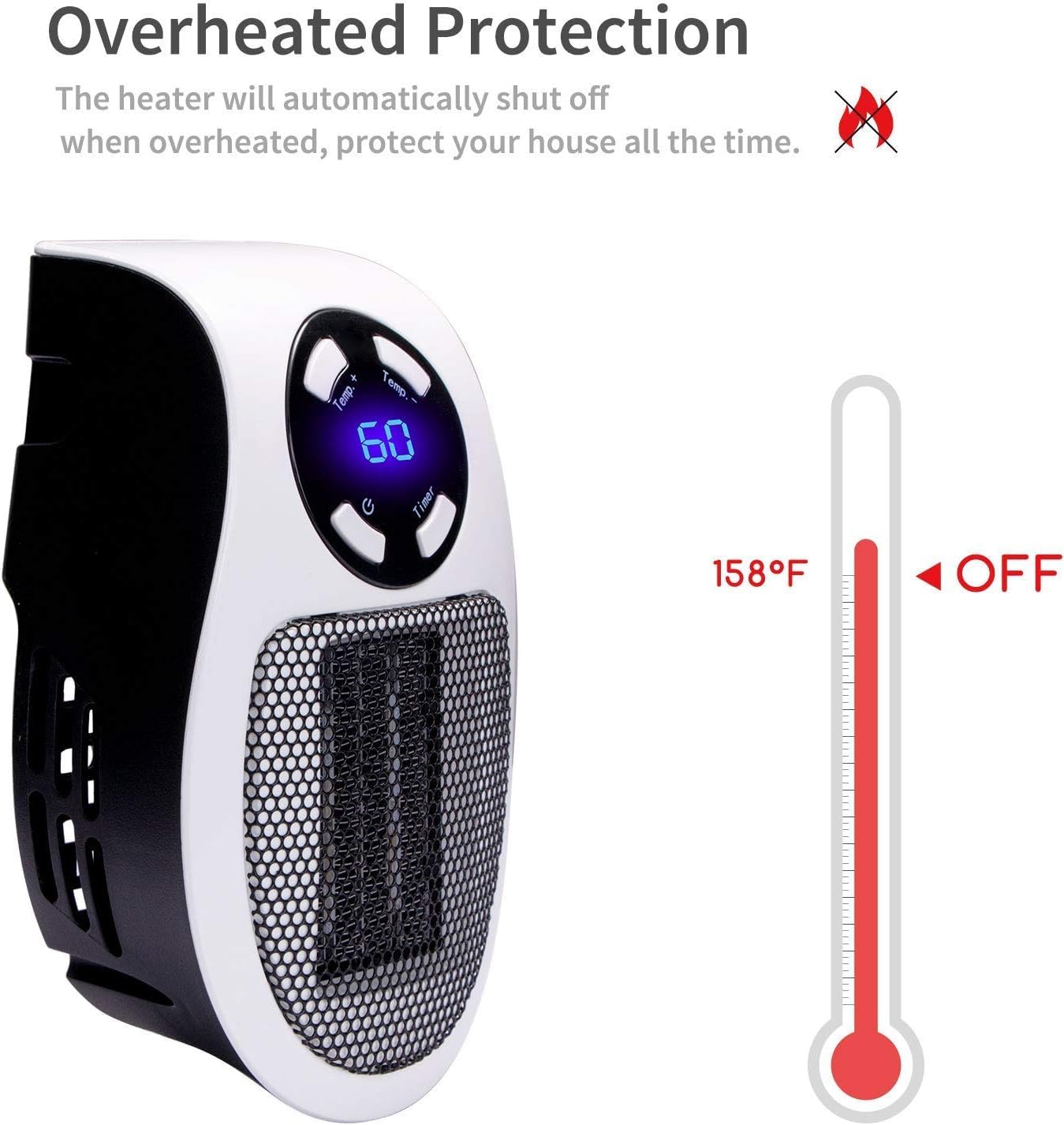 Wall Space Heater 450W Remote Portable Electric Heate