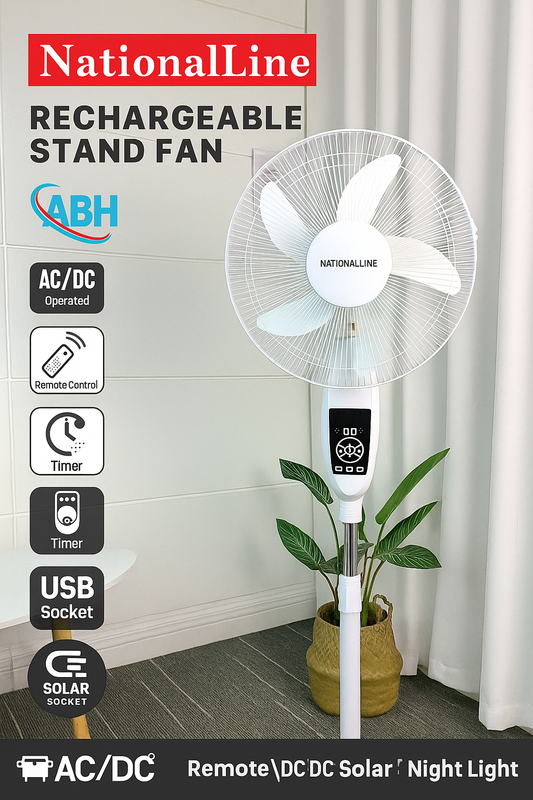 NationalLine 18” Rechargeable Stand Fan